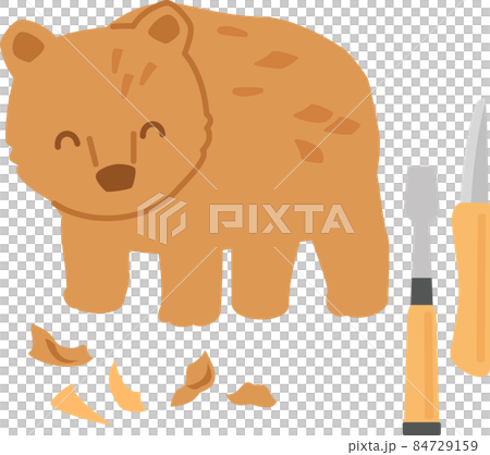 Wood carving bear, chisel and chisel 84729159