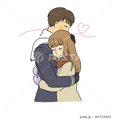 抱き合う男女のカップル 冬のイラスト素材