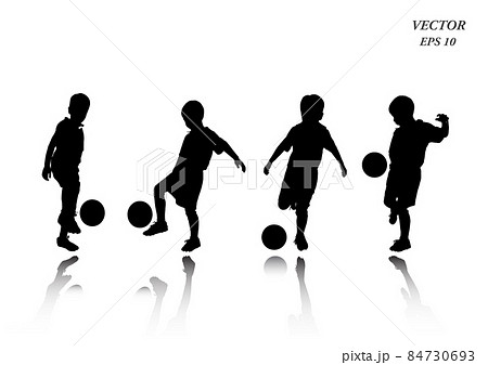 Set of child playing football. Isolated on white background. 84730693