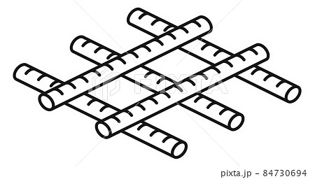 Rebar icon. Wire mesh construction. Wooden cross bars 84730694