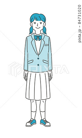 前を向く女子学生の全身イラスト シンプル のイラスト素材 前を向く女子学生の全身イラスト シンプル のイラスト素材