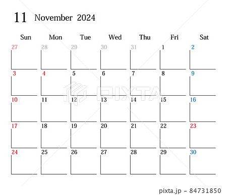 24年11月 日本のカレンダーのイラスト素材