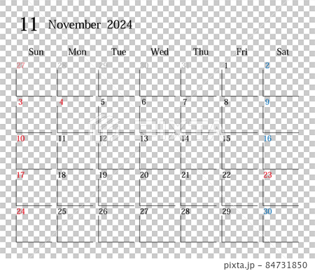 November 2024, Japanese calendar - Stock Illustration [84731850] - PIXTA