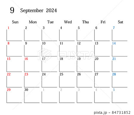 24年9月 日本のカレンダーのイラスト素材