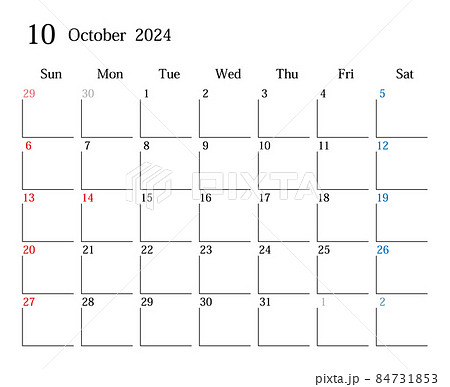 2024年10月、日本のカレンダー 84731853