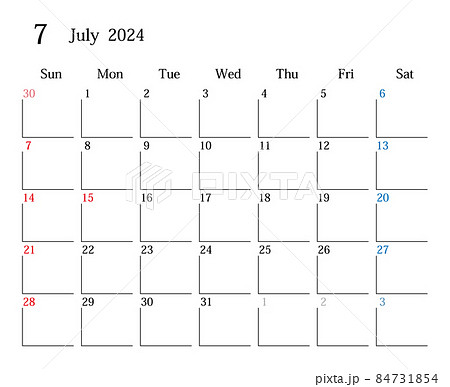 24年7月 日本のカレンダーのイラスト素材