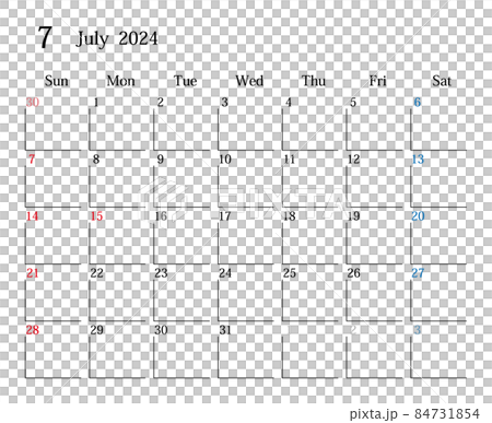 2024 年 7 月,日本日曆 2024 年 7 月,日本日曆 84731854