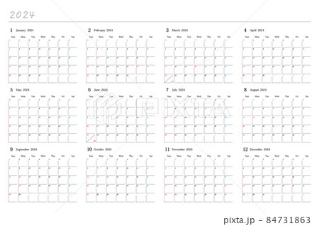 2024年日本の年間カレンダーのイラスト素材 [84731863] - PIXTA