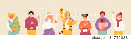 Children celebrating New Year 2022 and Christmas 84732088