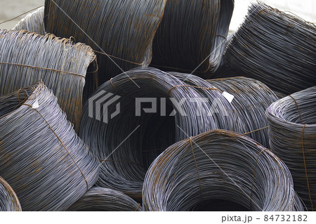 Thin metal reinforcement wound into bays at the metal products warehouse Thin metal reinforcement wound into bays at the metal products warehouse 84732182