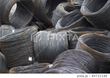 Thin metal reinforcement wound into bays at the metal products warehouse Thin metal reinforcement wound into bays at the metal products warehouse 84732186