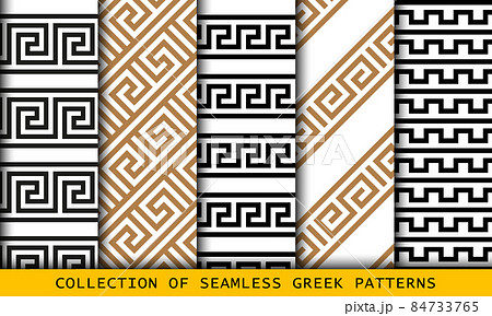 Vector seamless Greek patterns collection, art set 84733765