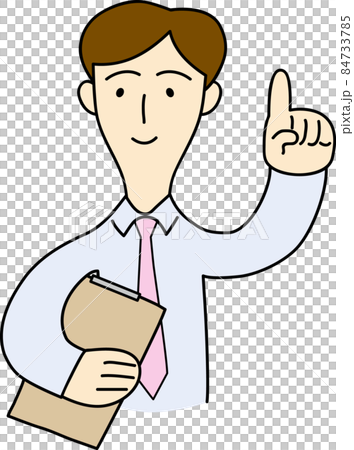 指を立てている男性会社員のイラスト 84733785