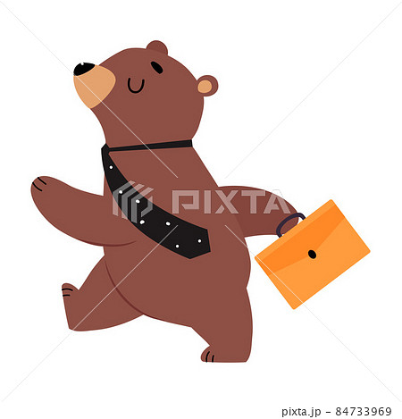 Bear Staff or Office Employee in Tie Walking with Briefcase Vector Illustration Bear Staff or Office Employee in Tie Walking with Briefcase Vector Illustration 84733969