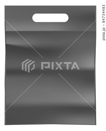 Black plastic bag. Disposable package realistic mockup 84734483
