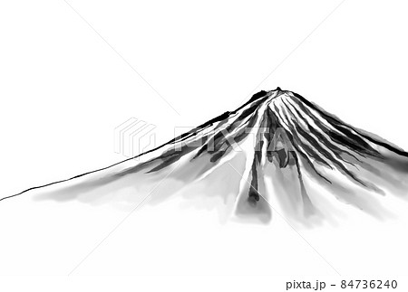 富士山（水墨画風）のイラスト素材 [84736240] - PIXTA