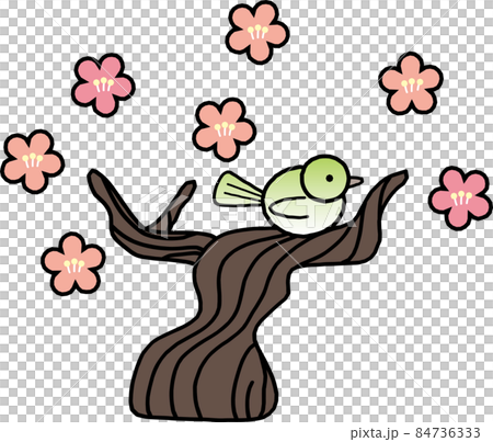 春の風景イラスト_梅にウグイス 84736333
