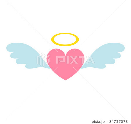 Vector flat heart with angel wings and nimbus Vector flat heart with angel wings and nimbus 84737078