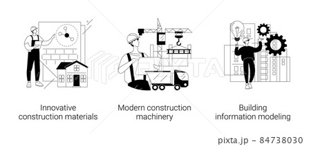 Construction technology innovation abstract concept vector illustrations. Construction technology innovation abstract concept vector illustrations. 84738030