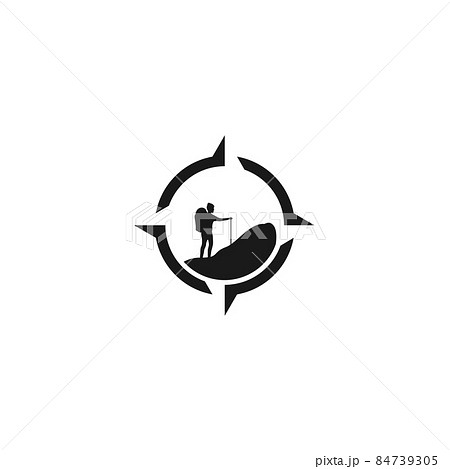 man hiking with arrow compass adventure logo symbol icon vector graphic design illustration idea creative 84739305