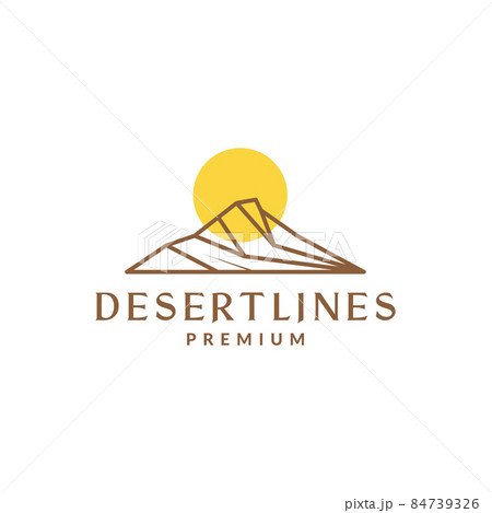 vintage cool desert line with sunset logo symbol icon vector graphic design illustration idea creative 84739326