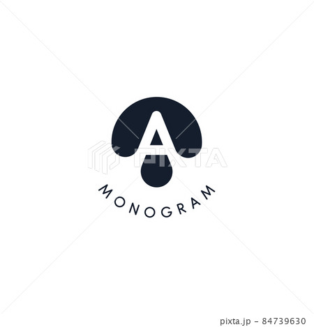 Black logo with cut out silhouette of letter A, round monogram for business and branding. Modern vector logotype, circle badge negative space style Black logo with cut out silhouette of letter A, round monogram for business and branding. Modern vector logotype, circle badge negative space style 84739630