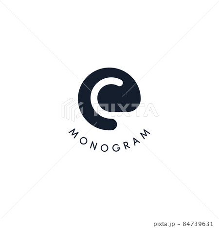 Black logo with cut out silhouette of letter C, round monogram for business and branding. Modern vector logotype, circle badge negative space style 84739631