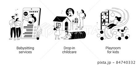 Childcare services abstract concept vector illustrations. 84740332