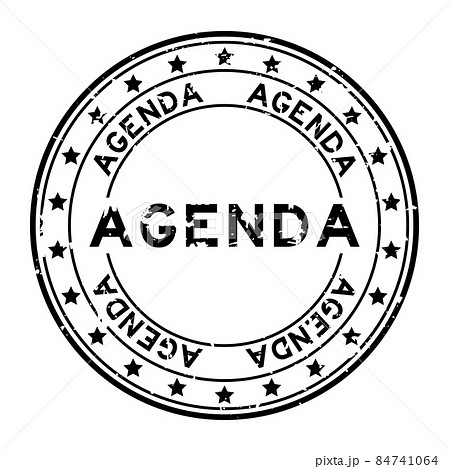 Grunge black agenda word round rubber seal stamp on white background Grunge black agenda word round rubber seal stamp on white background 84741064