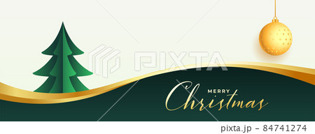 stylish christmas banner with tree and xmas ball 84741274