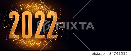 happy new year 2022 sparkling burst golden celebration banner design 84741532