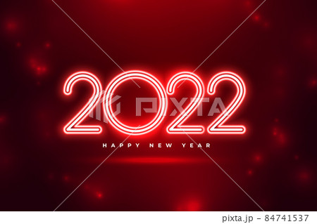 happy new year 2022 red glowing neon greeting card design 84741537