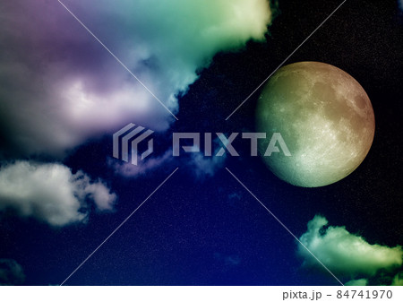The moon in the night skyのイラスト素材 [84741970] - PIXTA