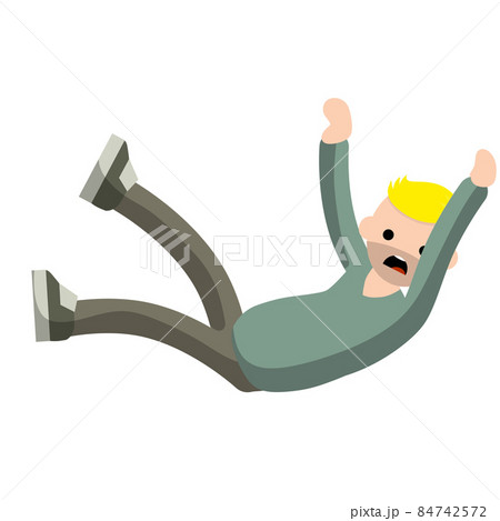 Screaming man falls from height. horror and fear of heights - phobia Acrophobia. Screaming man falls from height. horror and fear of heights - phobia Acrophobia. 84742572