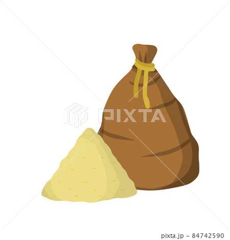 Canvas burlap bag. Cartoon flat illustration. 84742590