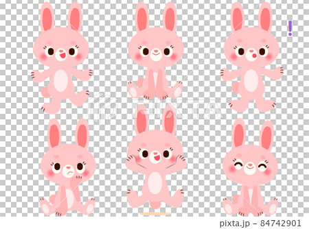 Rabbit expression and gesture illustration set Rabbit expression and gesture illustration set 84742901