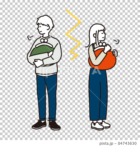 お金の価値観が合わない夫婦のイメージイラスト お金の価値観が合わない夫婦のイメージイラスト 84743630