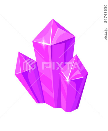 Violet facet gem. Crystal stones, precious symbol of geometry, cartoon vector illustration Violet facet gem. Crystal stones, precious symbol of geometry, cartoon vector illustration 84743650