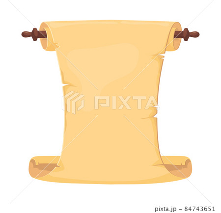 Unrolled parchment. Wizard certificate, torah law, cartoon vector illustration Unrolled parchment. Wizard certificate, torah law, cartoon vector illustration 84743651