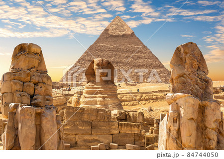 Sphinx of Giza and Colossals by the Khafre Pyramid, Cairo, Egypt Sphinx of Giza and Colossals by the Khafre Pyramid, Cairo, Egypt 84744050