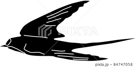 飛行するツバメのシルエットのイラスト素材