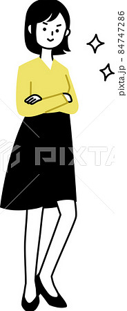 大人の女性 腕組みポーズのイラスト素材