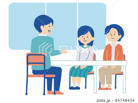 三者面談をする学生のイラスト 三者面談をする学生のイラスト 84748434