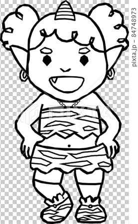 節分_かわいい青鬼(線画) 節分_かわいい青鬼(線画) 84748973
