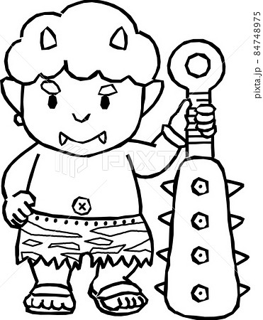 節分_かわいい赤鬼(線画) 節分_かわいい赤鬼(線画) 84748975