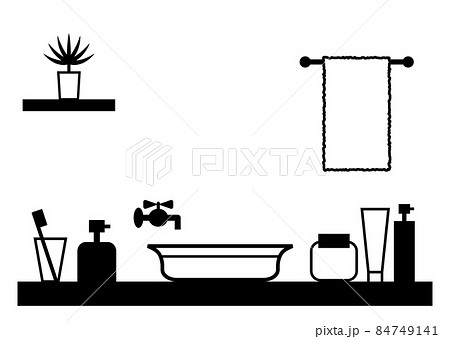 シンプルな洗面所のイラストのイラスト素材