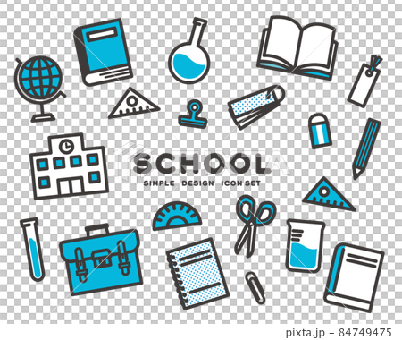 Vector illustration of school education and stationery icons Material / study / cram school 84749475