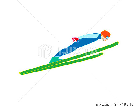 スキージャンプ選手のパフォーマンスのイラスト素材です のイラスト素材