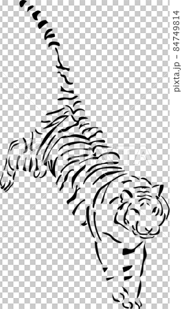 老虎的簡單剪影插圖。對於新年賀卡。虎年。 84749814