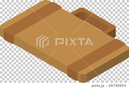 Simple top-mounted isometric style travel trunk icon for schedule management. Simple top-mounted isometric style travel trunk icon for schedule management. 84749954